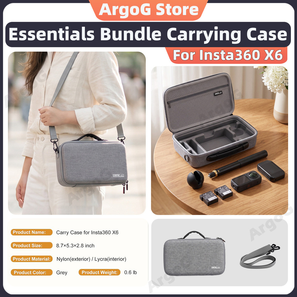 STARTRC กระเป๋าถือสําหรับ Insta360 X6 Essentials Bundle ไนลอน Hard Shell กระเป๋าสะพายแบบพกพา Insta360 X6 อุปกรณ์เสริม