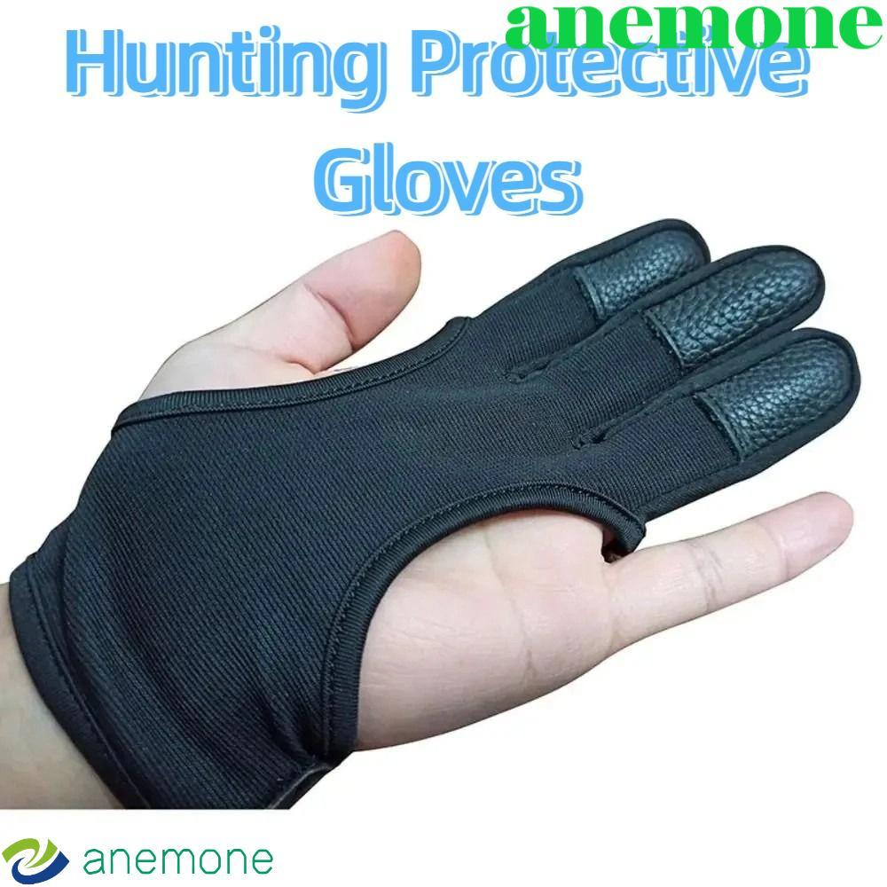 ANEMONE ถุงมือสามนิ้ว, หนังปลายนิ้ว Breathable Recurve Bow ถุงมือ, Hand Guard Protector น้ําหนักเบาล