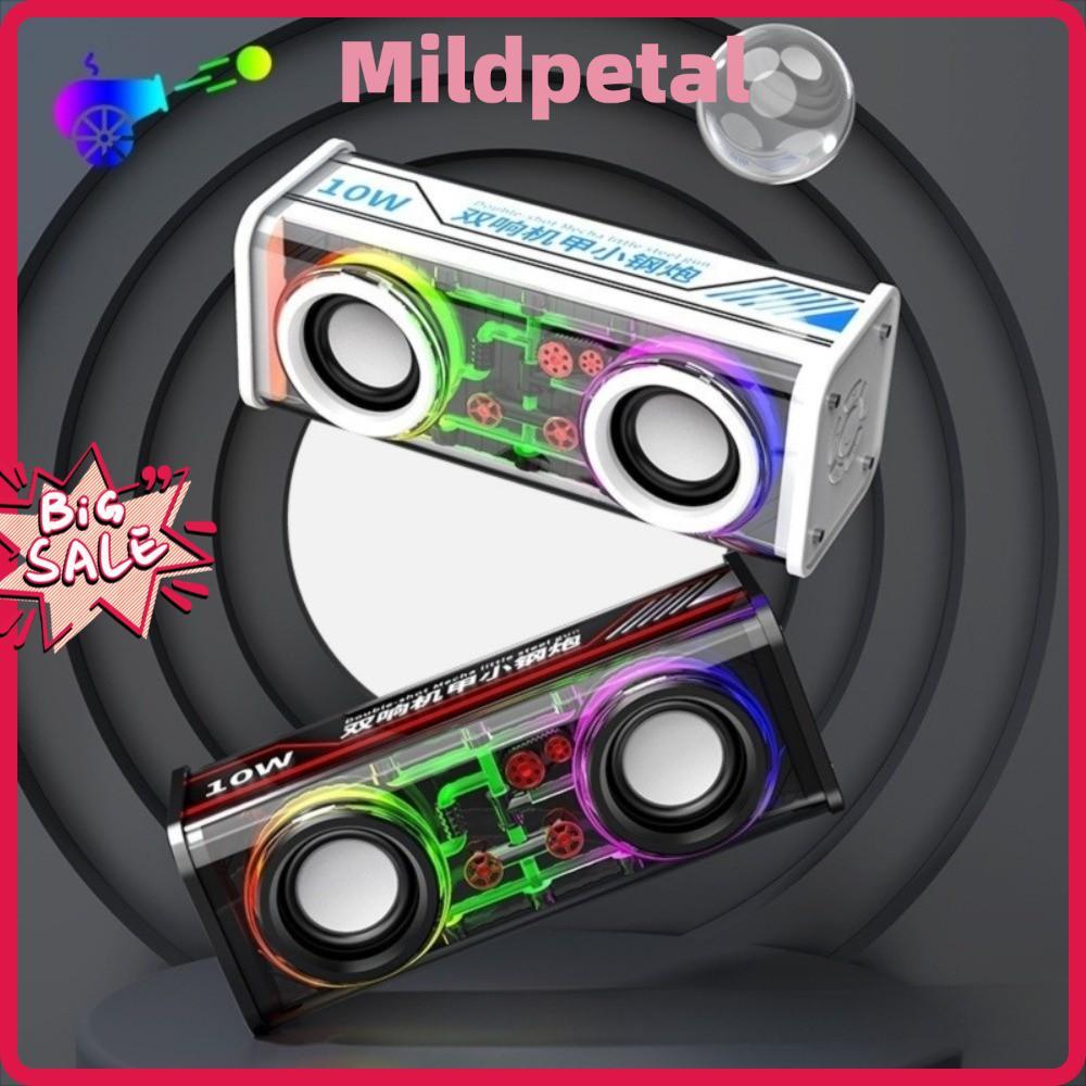 ลําโพง MILDPETAL Mecha, ลําโพง Bluetooth 5.0 โปร่งใสขนาดเล็ก, ลําโพงแสง Double Bass Light Effect ลํา