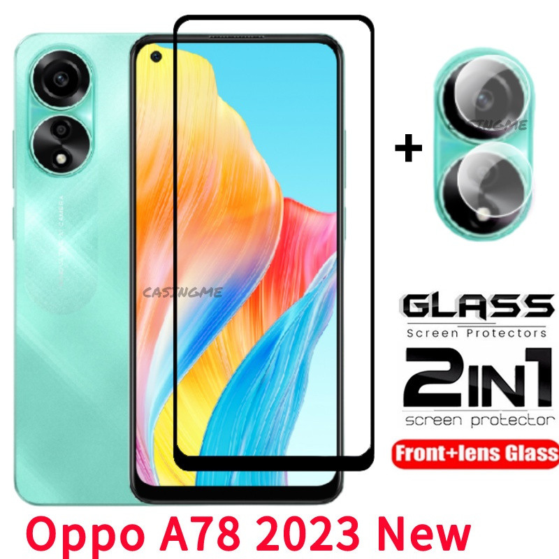 OPPO A78 4G 2023 2in1 ป้องกันหน้าจอฟิล์มสําหรับ OPPOA78 โปร่งใสโทรศัพท์ป้องกันหน้าจอสําหรับ OPPO A78