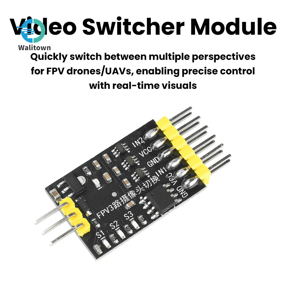 DC5-12V 3-Channel Video Switcher โมดูล FPV 3 ช่องกล้องสลับพร้อมควบคุม PWM สําหรับ RC Drones และ FPV 