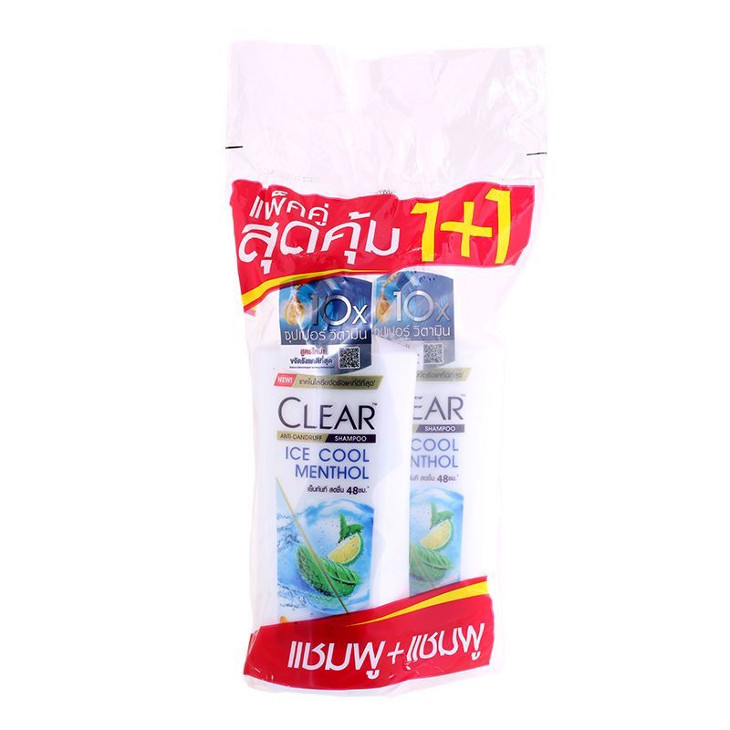 เคลียร์แชมพูไอซ์คูลเมนทอลแอนตี้แดนดรัฟสกาล์ปแคร์ 350มล. 1แถม1 Clear Ice Cool SH 350ml X2