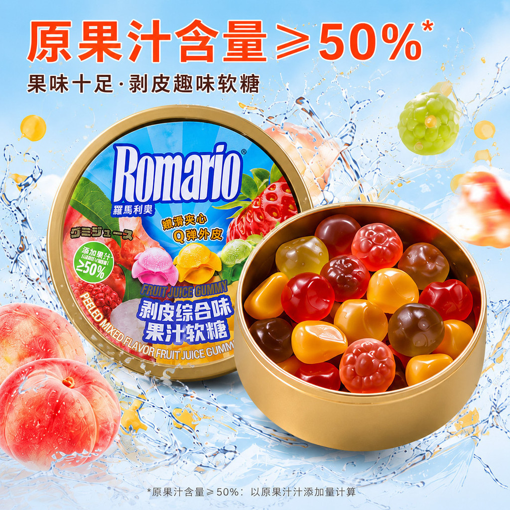 2026 ใหม่สไตล์โรมันลีโอปอกเปลือกรสผลไม้มาร์ชแมลโลว์ 75g168g สตรอเบอร์รี่สีเขียวองุ่น QQ Candy สุดอร่