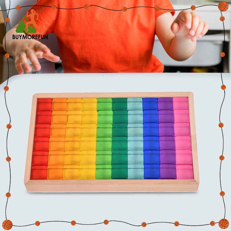 [ซื้อเพิ่มเติมสนุก] Cube Blocks Set Stacking Game Color Perception Blocks Set for Boys Girls