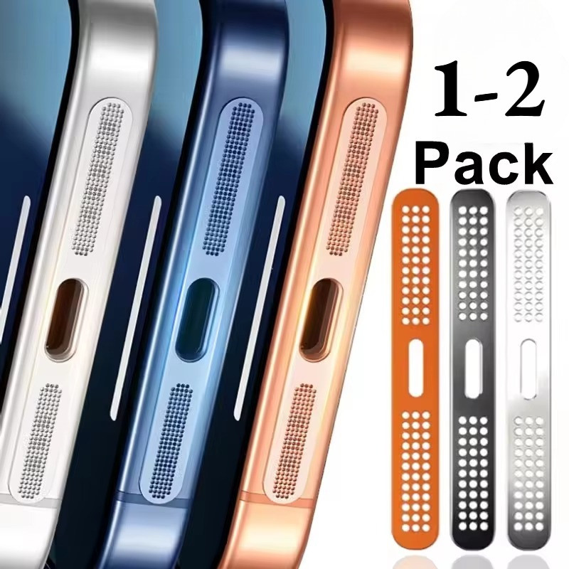 1-2PCS โลหะกันฝุ่นสุทธิสติกเกอร์สําหรับ iPhone 18 Pro Max iPhone 17 Pro Max Series หูฟังลําโพงรูป้อง
