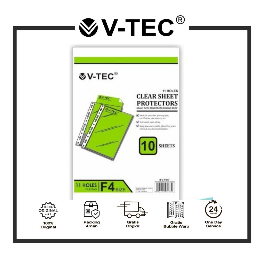 V-TEC SHEET PROTECTOR VT-303 FOLIO / A4 (1 ชุด มี 10 แผ่น)