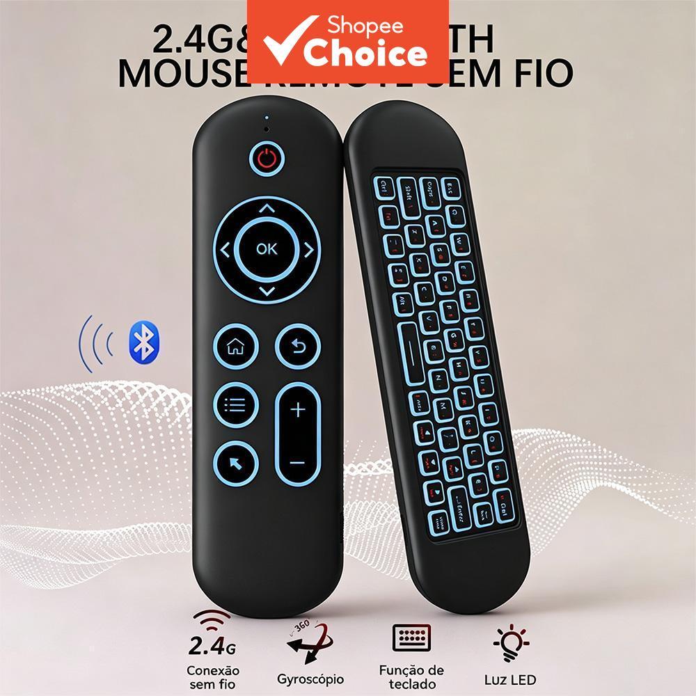 รีโมทเมาส์ไร้สายพร้อมแป้นพิมพ์บลูทูธ ใช้ได้กับ Smart TV/PC