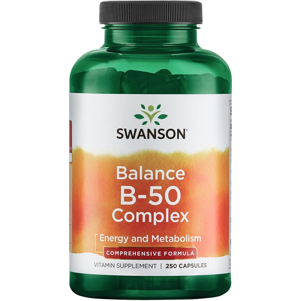 Swanson B-50 B-Complex - High-Potency B Vitamin Complex สําหรับระบบภูมิคุ้มกัน   - 250 แคปซูล
