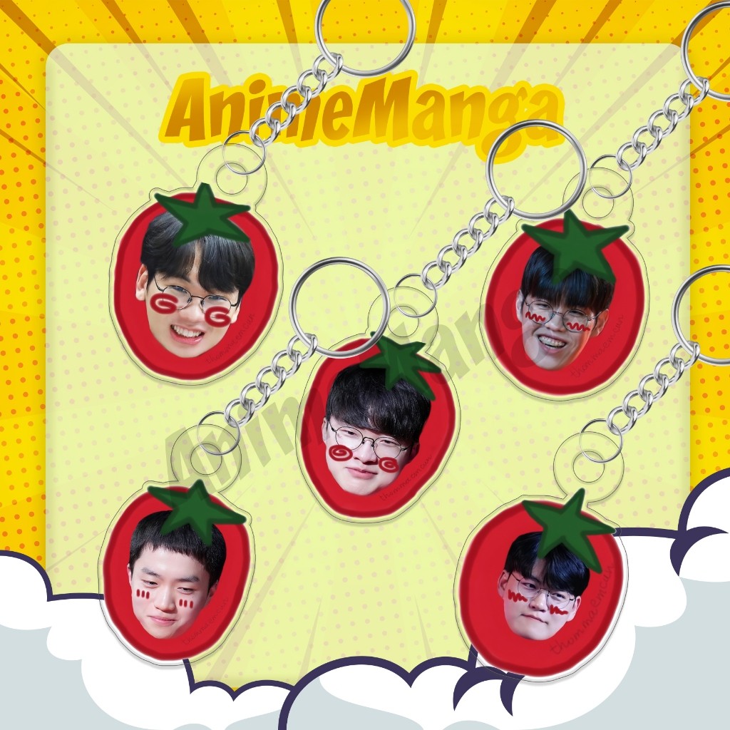 พวงกุญแจ League of legends player T1 หน้ามะเขือเทศน่ารัก วัสดุอะคริลิคใส