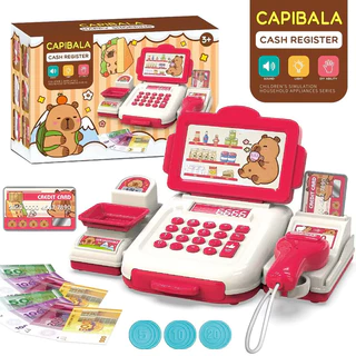 BHQ ของเล่นเด็ก capybara เครื่องคิดเงินเด็ก ซูเปอร์มาร์เก็ตจำลอง มีไฟมีเสียง เครื่องคิดเลขจริง
