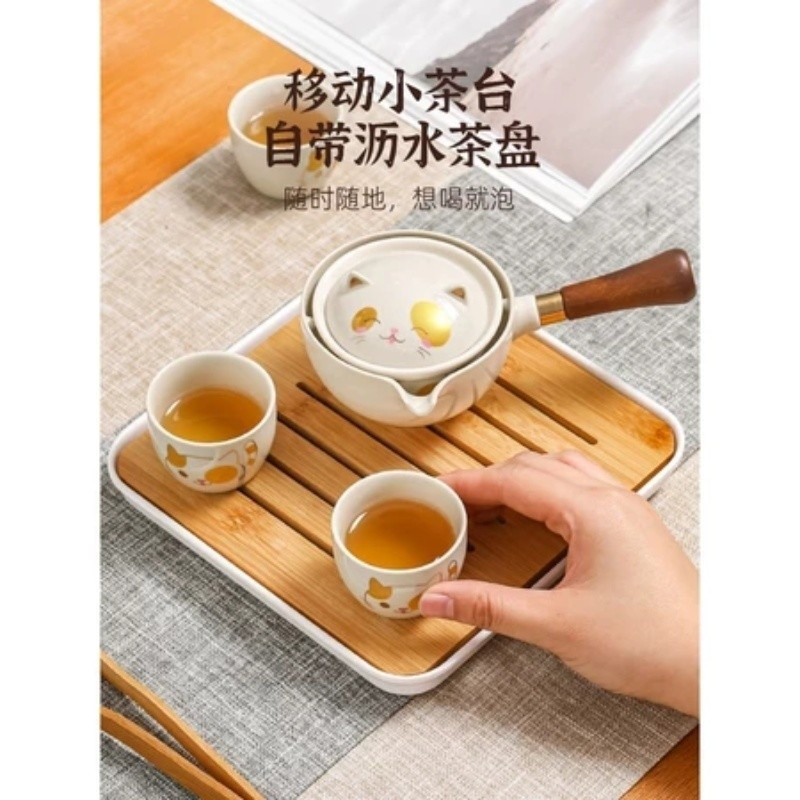 Great Kung Fu แมวการ์ตูน Cerac ชุดชาในครัวเรือนหม้อชาชุด CJ -159 แบบพกพา Travel Office สุภาพสตรีประณ