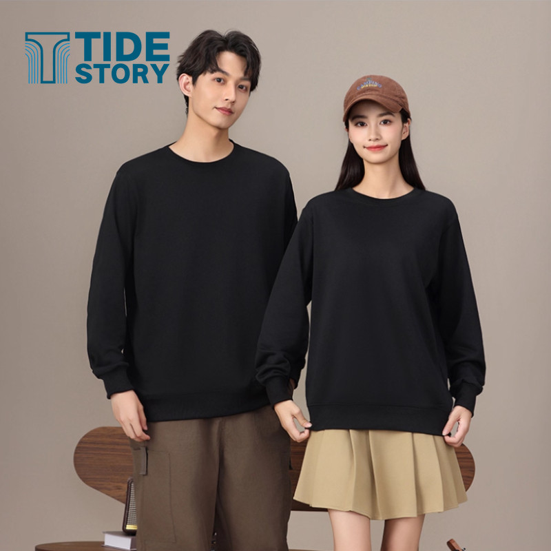 TIDESTORY เสื้อสเวตเตอร์คอกลมแขนยาวผู้ชาย ผ้าฝ้าย สวมใส่สบายและเบาสบาย เหมาะกับทุกโอกาส [M-4XL]