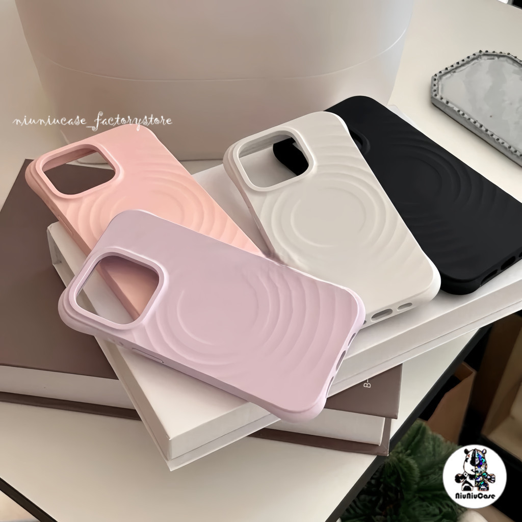 Simple Water Ripple เคสโทรศัพท์แม่เหล็กสําหรับ For IPhone 11 16 14 15 12 13 Pro Max Plus ซิลิโคนกันกระแทกโทรศัพท์ปกหลัง