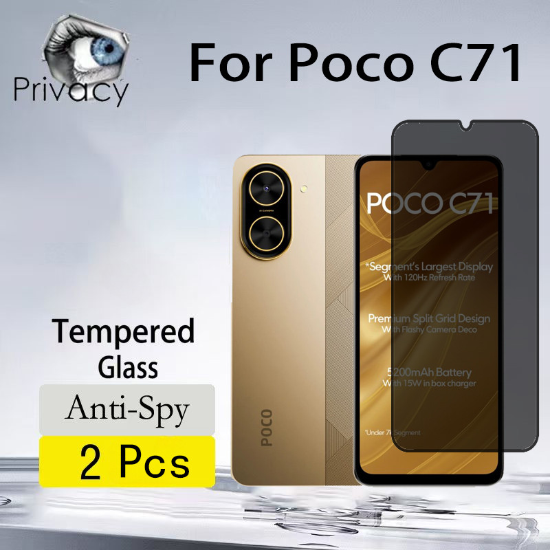 2 ชิ้น Poco C71 กระจกนิรภัย Anti-peeping ป้องกันหน้าจอสําหรับ Redmi A5 A3 Poco C75 C71 4G 5G แก้วป้อ