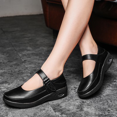 HB8 RishangWomens Girls Nurse Slip Buckle Flat Resistance Comfort White Nursing Work Shoes