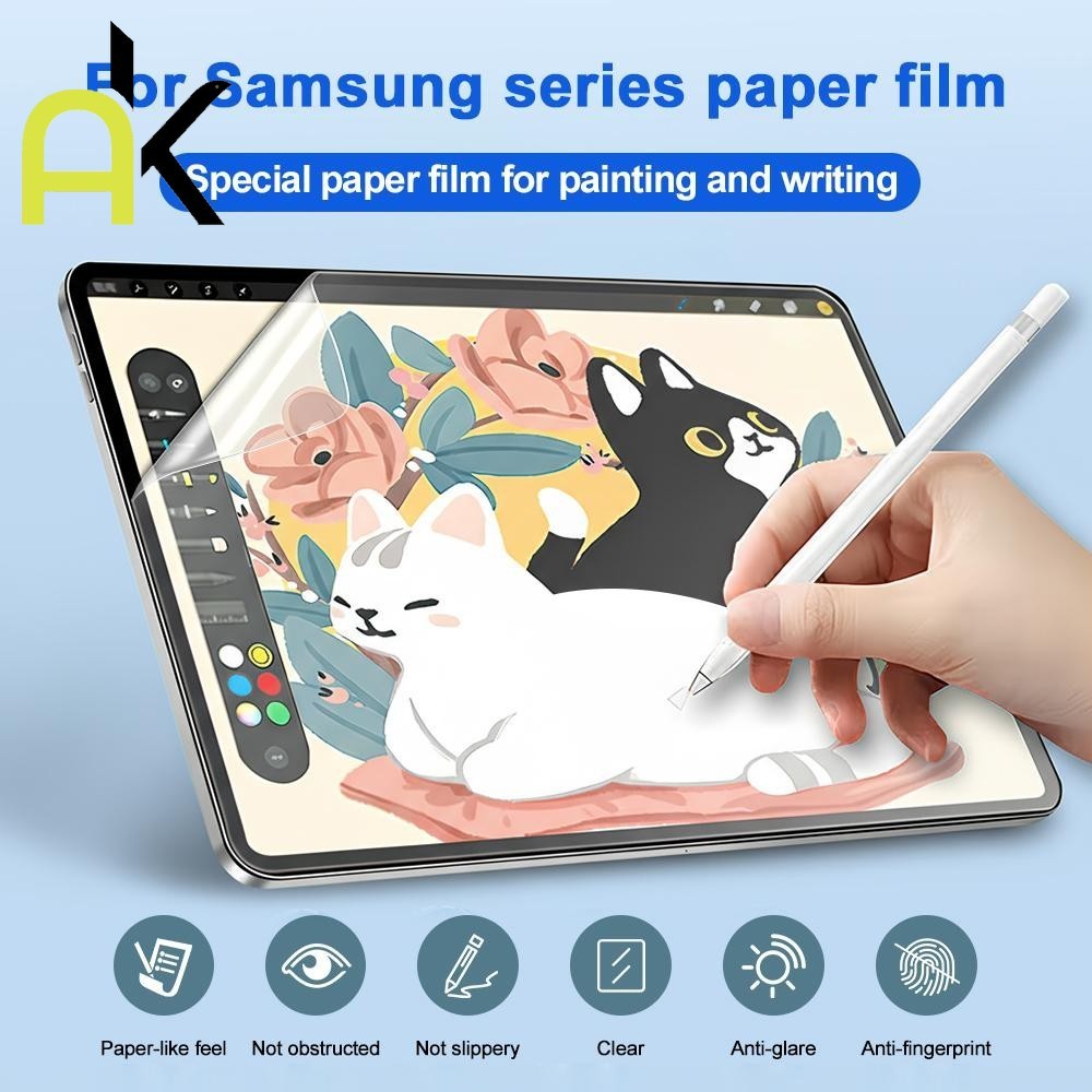 AK ฟิล์มกระดาษ For Samsung Galaxy Tab S7 FE S8 S9 Plus S10 Ultra A8 A9 A7 S6 Lite ฟิล์มกันรอยแบบเขียน