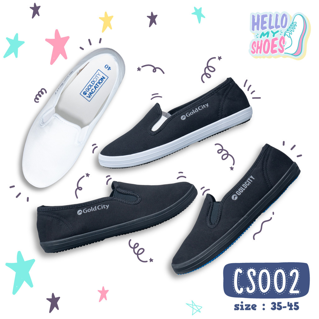 GOLDCITY รองเท้าสลิปออน UNISEX พื้นยางพารา กันลื่น ใส่สบาย ใส่ได้ทุกวัน (35-45) รุ่น CS002