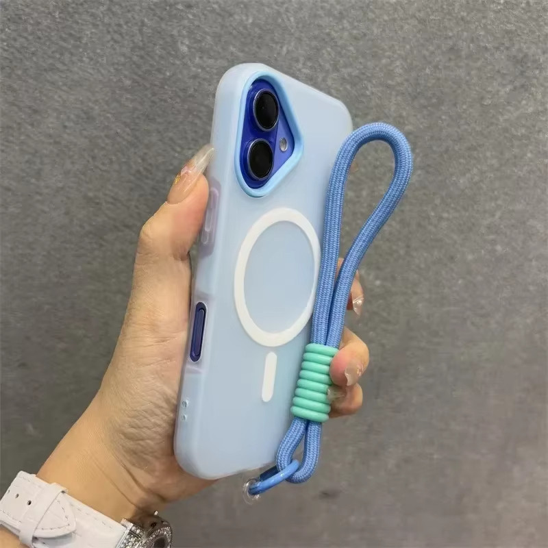 ใช้งานร่วมกับสําหรับ for IPhone 17 12 13 11 16 15 14 Pro Max 2 in 1 Magnetic นุ่มฝาครอบโทรศัพท์ป้องกัน with Bracelet