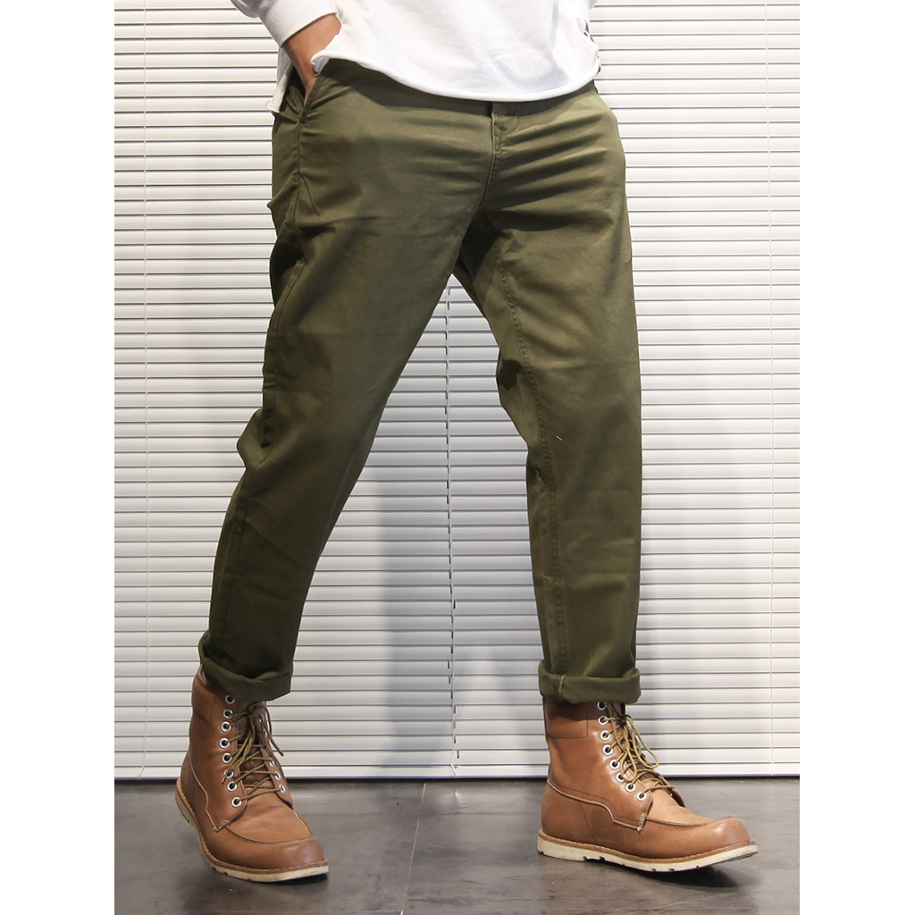 Ami Khaki American Retro Casual Pants Men Overalls Loose Straight Trend All-Match Green Long Pants