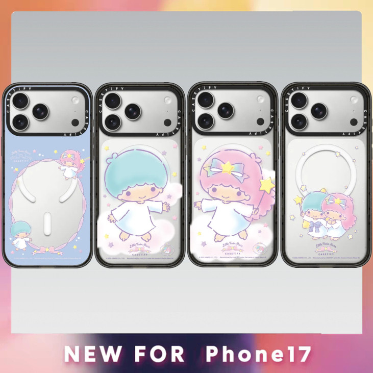 CASETY Little Twin Stars 50th สติกเกอร์แม่เหล็กสําหรับiPhone 17 17Pro Air 16 15 14 13 Plus Pro Max Hardอะคริลิคใสปกหลัง
