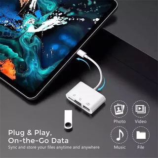 เครื่องอ่านการ์ด IOS สําหรับโทรศัพท์ 2 IN 1 SD TF การ์ดหน่วยความจํากล้อง Viewer อะแดปเตอร์ USB 3 IN 1