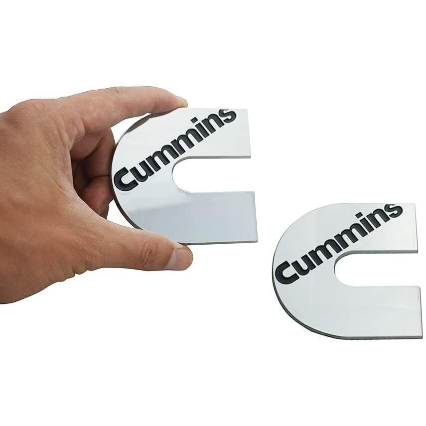 2 PC ใช้งานร่วมกับ Cummin Emblem Engines Corporate Logo 3D Badge Emblem Auto Decals (สีดําโครเมี่ยม)