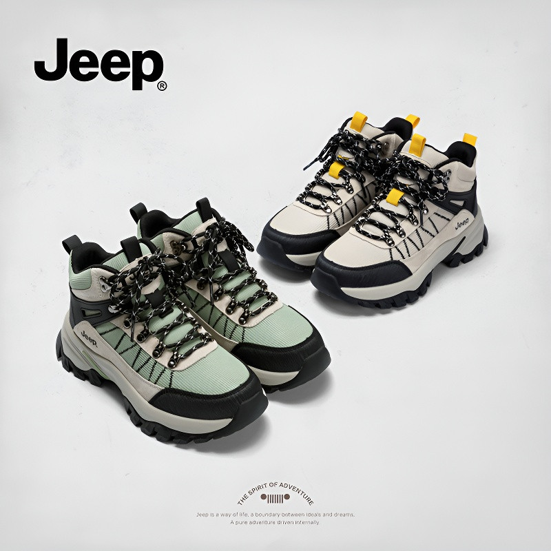 JEEP หนา Soled รองเท้าเดินป่าผู้หญิงฤดูใบไม้ร่วงสไตล์ใหม่ Casual High-Top รองเท้าผู้หญิง Anti-Slip รองเท้าเดินป่ากลางแจ้ง