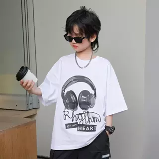 Yout-children เสื้อเด็ก ของเด็ก เสื้อคอกลม cotton ลายพิมพ์ทันสมัย 'Music headphones' สบายและนุ่ม ระบายอากาศดี