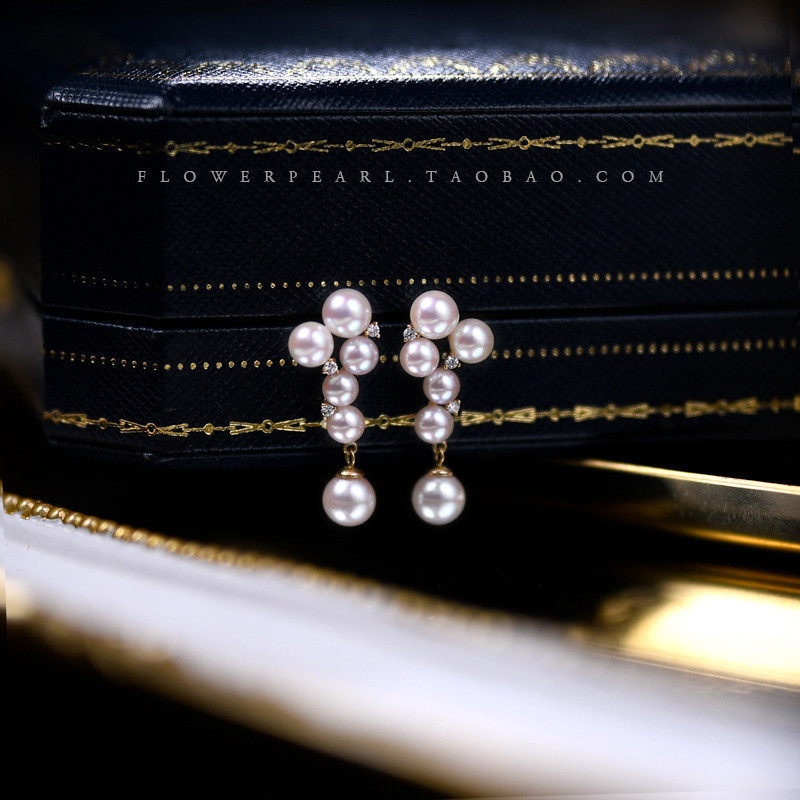 ต่างหูไข่มุก 18K Gold Multi-Bead Grape สไตล์เรโทรหรูหรา อินเทรนด์