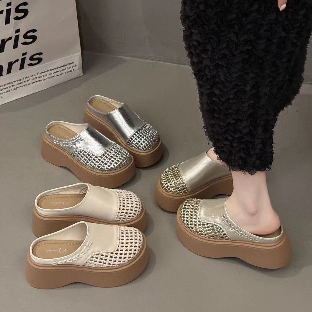 One for all พร้อมส่งจากไทย TX737 รองเท้าแตะปิดนิ้วเท้า หนา7cm ดีไซน์หรู  ฤดูร้อน กันลื่น ใส่สบาย สำหรับผู้หญิง