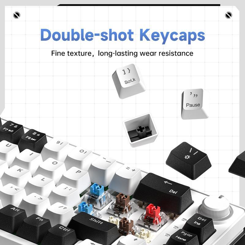 ZIFRIEND AG68 คีย์บอร์ดเกมมิ่ง 68 คีย์ พร้อมปุ่มหมุน RGB Backlit&Streamer 3-pin Blue/Red/Brown Switc