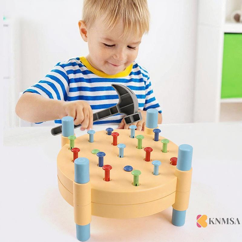 KNMSA] Montessori ของเล่นสีอุปกรณ์ต่อพ่วง Pounding Table Boy Girl-Friendly Hammers สําหรับ Hand-Eye 