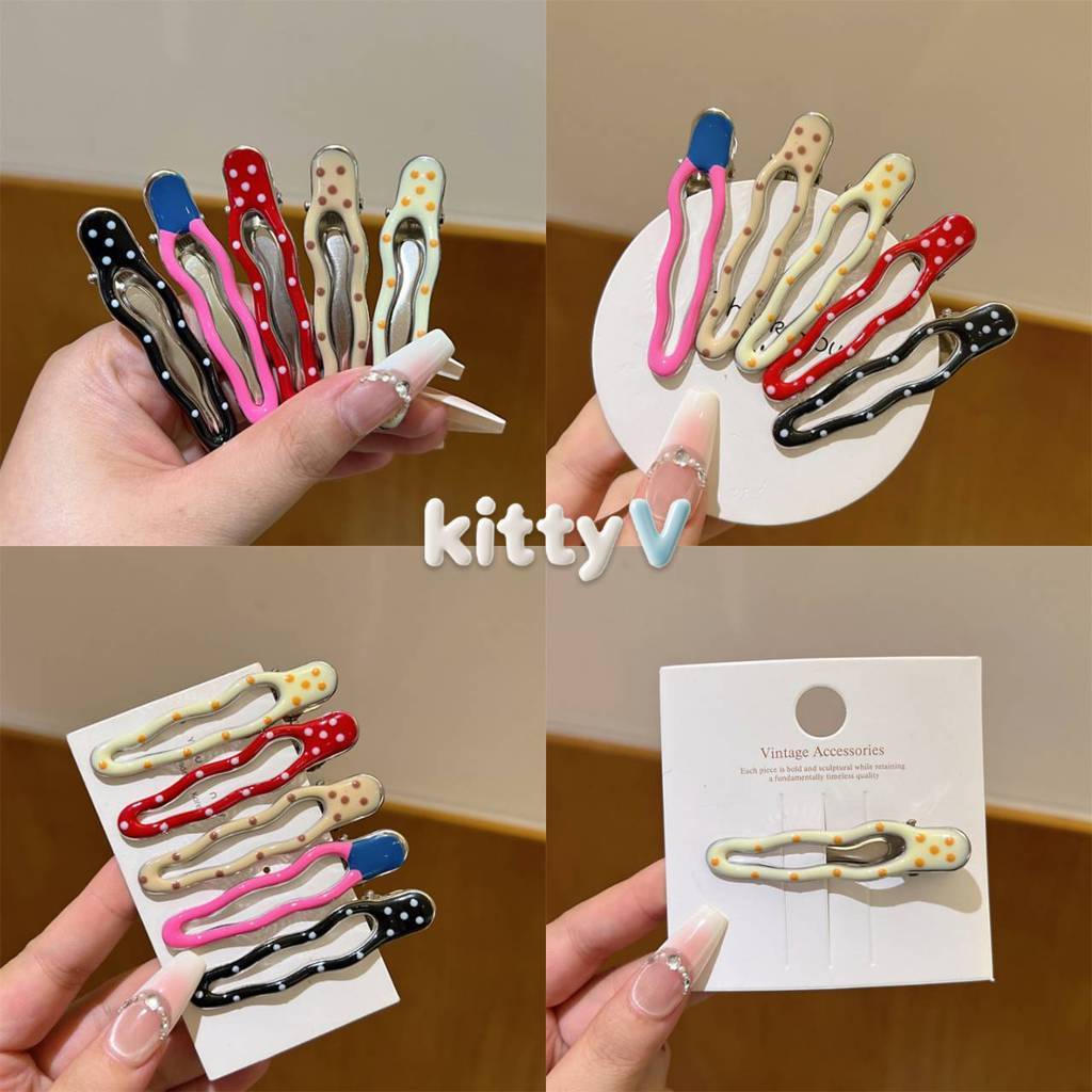 kitty.vogue พร้อมส่ง กิ๊ฟติดผ้าน่ารัก สีสดใสลายจุด ใส่สบายน่ารักมากมินิมอล -VO-55