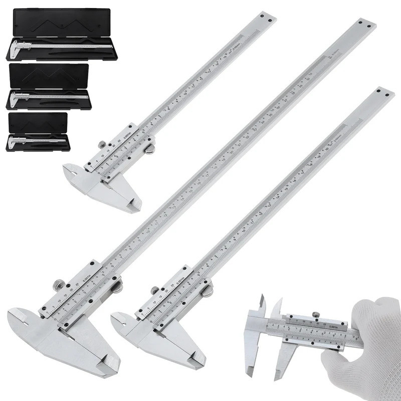 1pcs 0-150mm 200mm 300mm Vernier Caliper Metric Imperial Double Scales Carbon Steel Manual Slide Ver