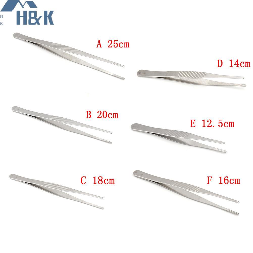 [H&K Oct] 12-25cm Silver Stainless Steel Tweezer Forceps Straight Tip Tweezer Tool {th}