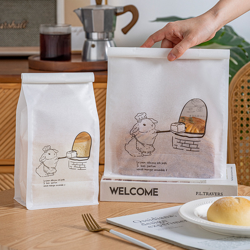 Toast Bag Toast Bread Packaging Bagel Oubao Biscuit Ziplock Food Bag Packaging 450g Kraft Paper Bag