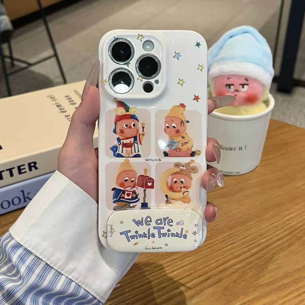 น่ารัก Twinkle Twinkle การ์ตูนฟิล์ม Soft & Hard เคสโทรศัพท์พร้อมขาตั้งสําหรับ iPhone 17/16/15/14/13/12 & Huawei P30-P70, กันกระแทกกันฝุ่น Scratch-Resistant ฝาครอบป้องกัน – โปรปัง
