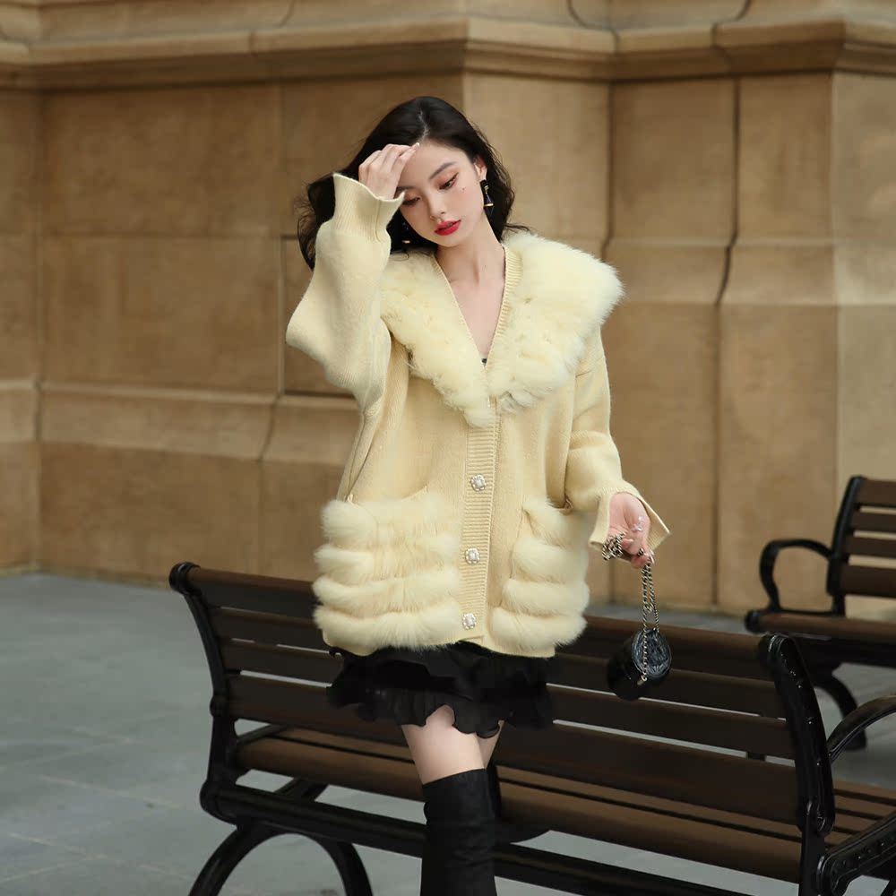 แจ็คเก็ตห่านอบอุ่น สีเหลือง ถักแน่นแบบหลวม PC905