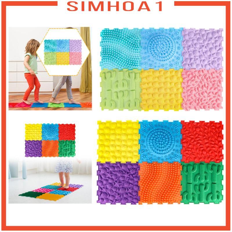 [Simhoa1] 6 ชิ้นนวด Sensory Puzzle Play Mats Interlocking Mats School Play Center เด็กเกมยิมเด็กปริศ