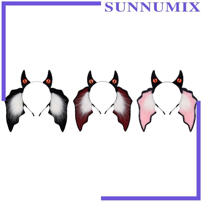 [Sunnimix] Devil Ears Headband Props Headwear Devil Horns สําหรับ Carnival Night Dress up Party