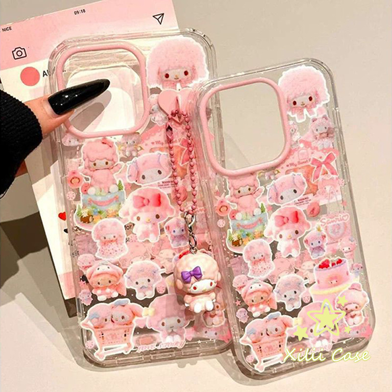 เคสไอโฟน 15 สำหรับ IPhone 13 11 15 17 16 14 Pro Max 15 16 7 8 Plus XR X XS Max Guka เมโลดี้โบว์ผูกผงเพชรกลิตเตอร์ชนิดใส