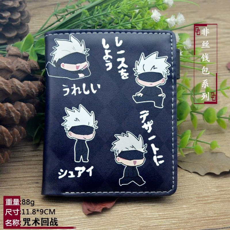 อะนิเมะ Jujutsu Kaisen Gojo Satoru กระเป๋าสตางค์ผู้ชายหนัง PU สั้น Itadori Yuji การ์ตูน Bifold & Trifold กระเป๋า