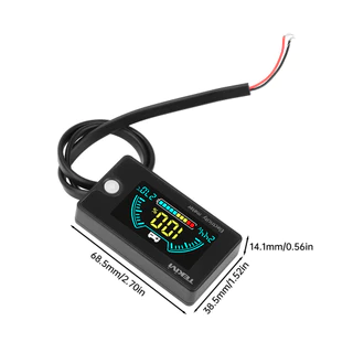 มิเตอร์วัดแบตเตอรี่ 8-100V LCD 2 สาย แสดงอุณหภูมิ SOC สำหรับลิเธียม LiFePO4 ตะกั่ว-กรด รถบ้าน RV ระบบกักเก็บพลังงาน