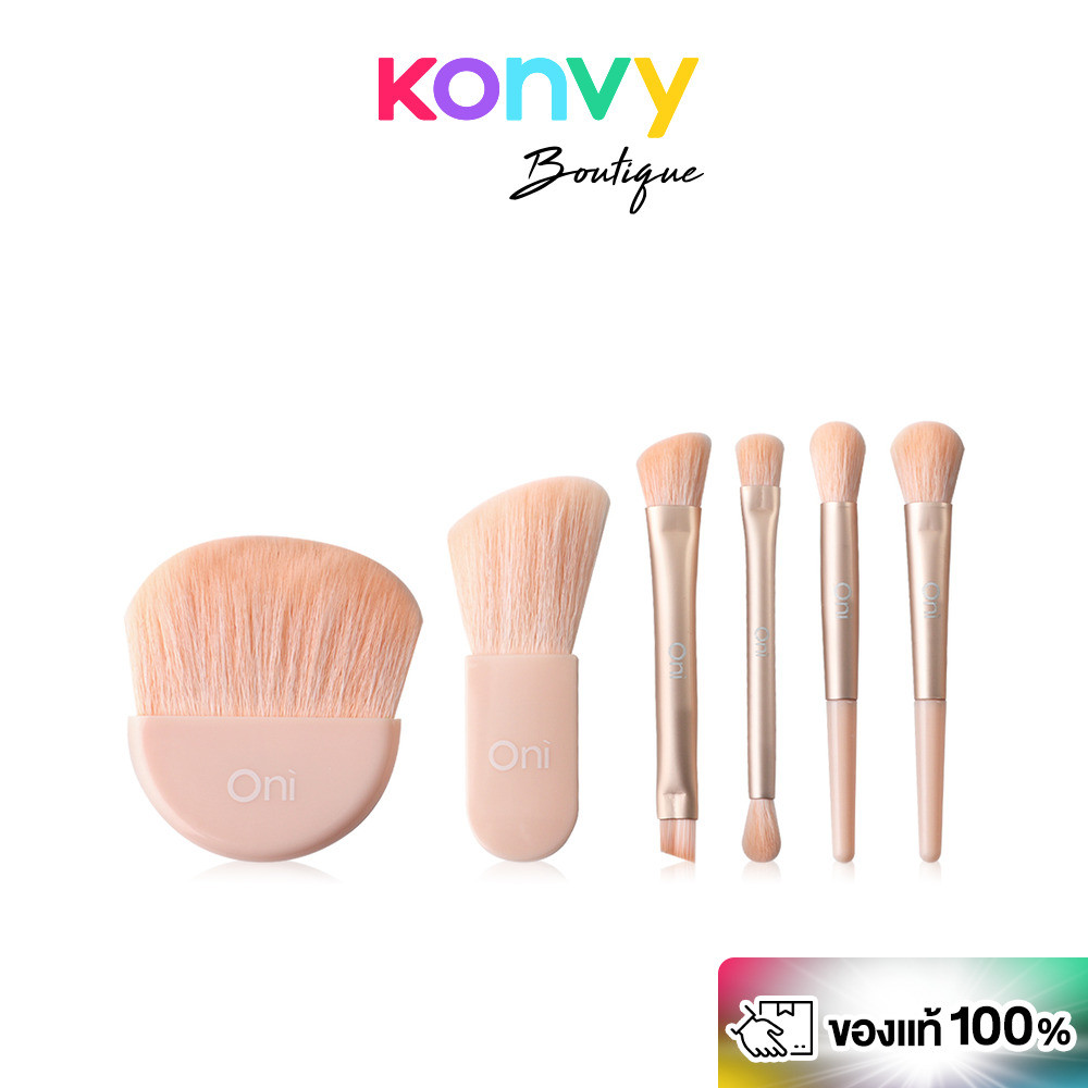 Oni 8 in 1 Mini Portable Brush Set #Sakura Pink เซทแปรงแต่งหน้าโอนิ 8in1 สีชมพูซากุระ 6 ด้าม 8 หัว ไซส์มินิ.
