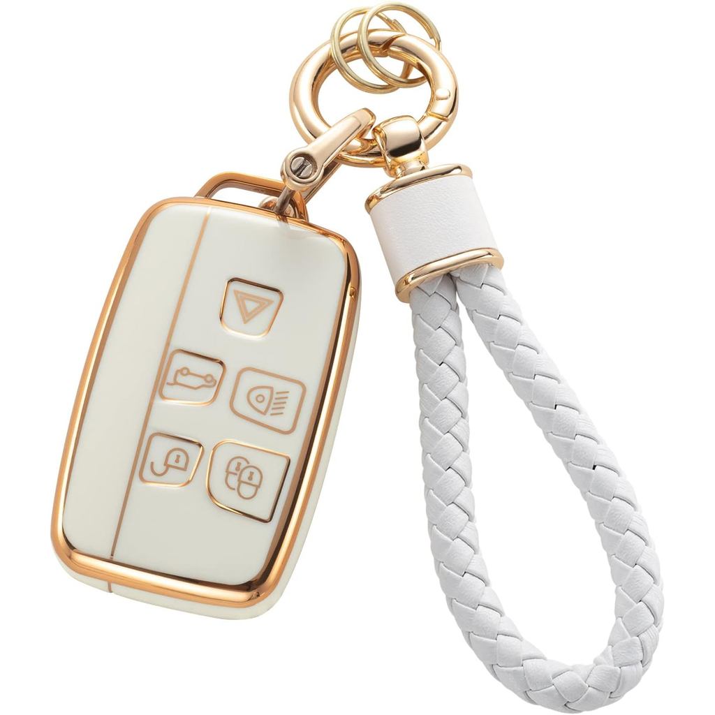 สําหรับ Land Rover Jaguar Key Fob พร้อมพวงกุญแจ, TPU Key Case Fit สําหรับ Evoque Velar Sport Discove