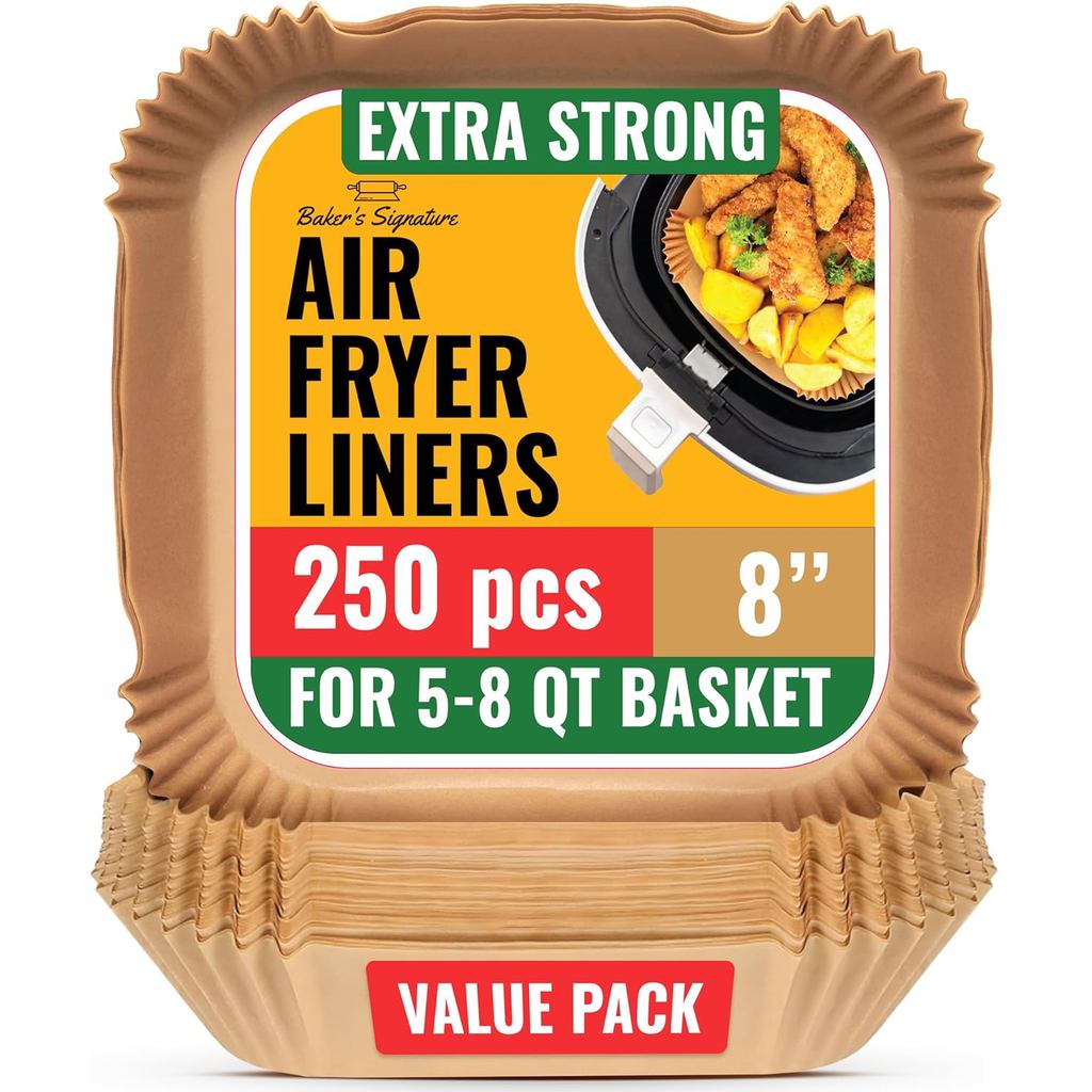 แผ่นซับหม้อทอดอากาศ 250 ชิ้น,กระดาษ Airfryer แบบใช้แล้วทิ้ง – Non-Stick และ Oil Proof สําหรับทําความ