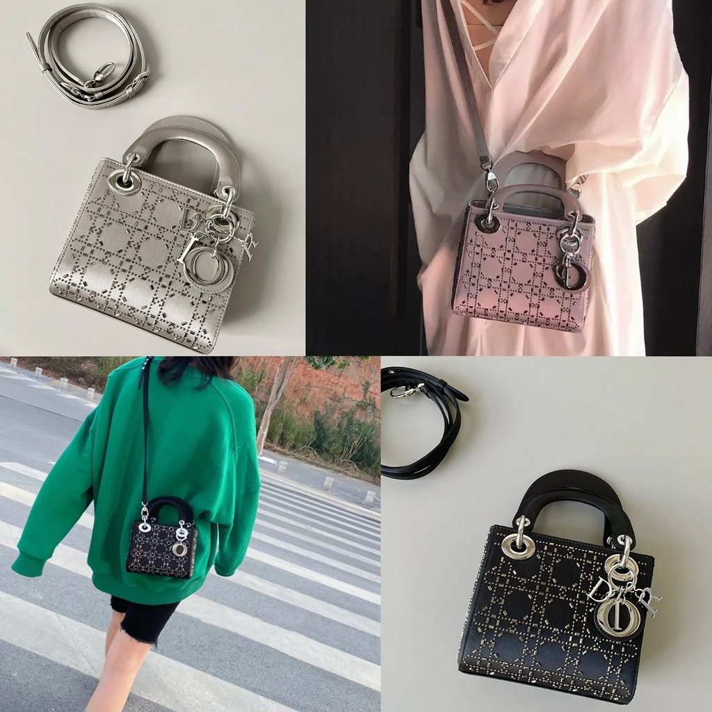 DIOR Dior Lady Dior Three Grid Dior Bag Silk Diamonds