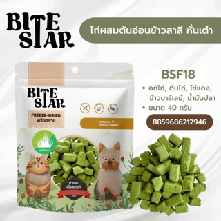 Bite Star ขนมฟรีซดรายสัตว์เลี้ยง แมว สุนัข Freeze Dried ชิ้นเนื้อแท้ ไม่เติมเกลือ ขนาด 40 กรัม
