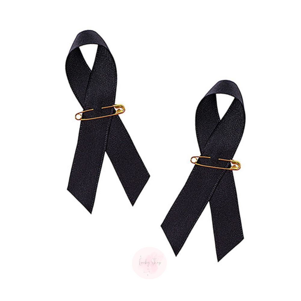 ริบบิ้นพร้อมเข็มกลัด ริ้บบิ้นดำติดเสื้อ เข็มกลัดริ้บบิ้นไว้อาลัย (ราคา 1 ชิ้น) ส่งจากไทย!!!
