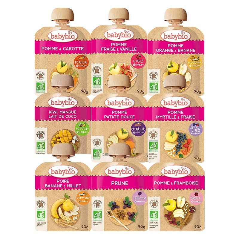 Babybio Organic Baby Smoothie 90g 9 flavors x 3 each (27 pieces) 1 month supply